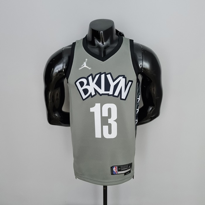 75th Anniversary Harden #13 Brooklyn Nets City Edition Gray NBA Jersey-1059270