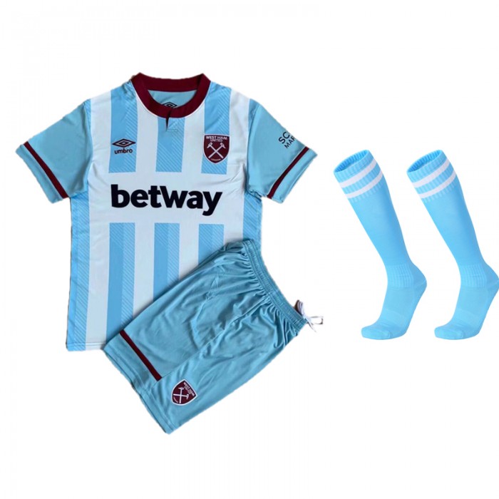 22/23 West Ham Blue training suit short sleeve kit Grey Jersey (Shirt + Short+Sock)-3580901