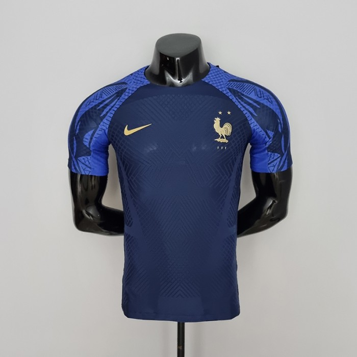2022 World Cup National Team France Training Suit Blue Jersey version short sleeve (player version )-9043878