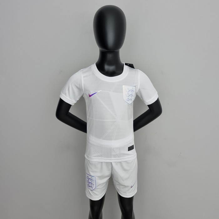 2022 World Cup National Team England kids home White kids Jersey Kit (Shirt + Short)-9756004