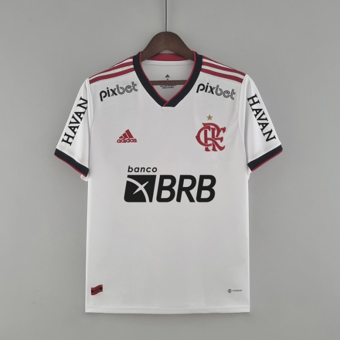 22/23 all sponsors Flamengo away White Jersey version short sleeve-3291183