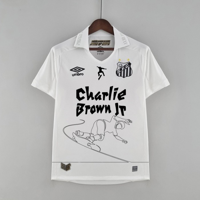 22/23 Santos Charlie Brown Jr #10 Version White Jersey version short sleeve-9191718