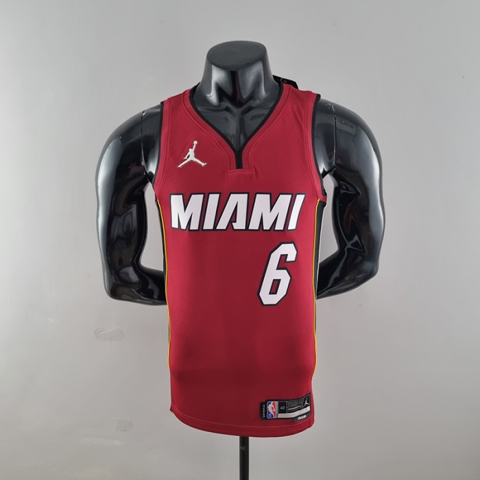 75th Anniversary Miami Heat Jordan JAMES #6 Burgundy NBA Jersey-9761446