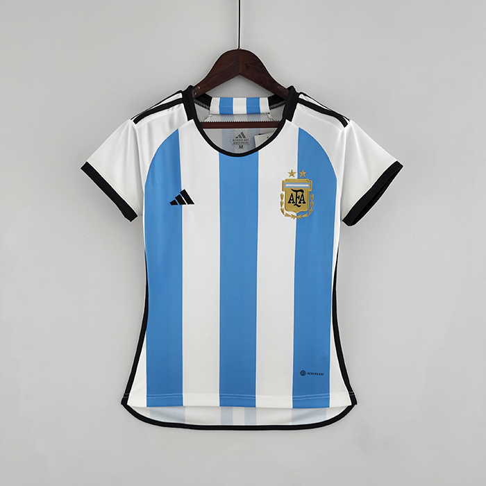 2022 Argentina Women home Blue White Jersey version short sleeve-4464631