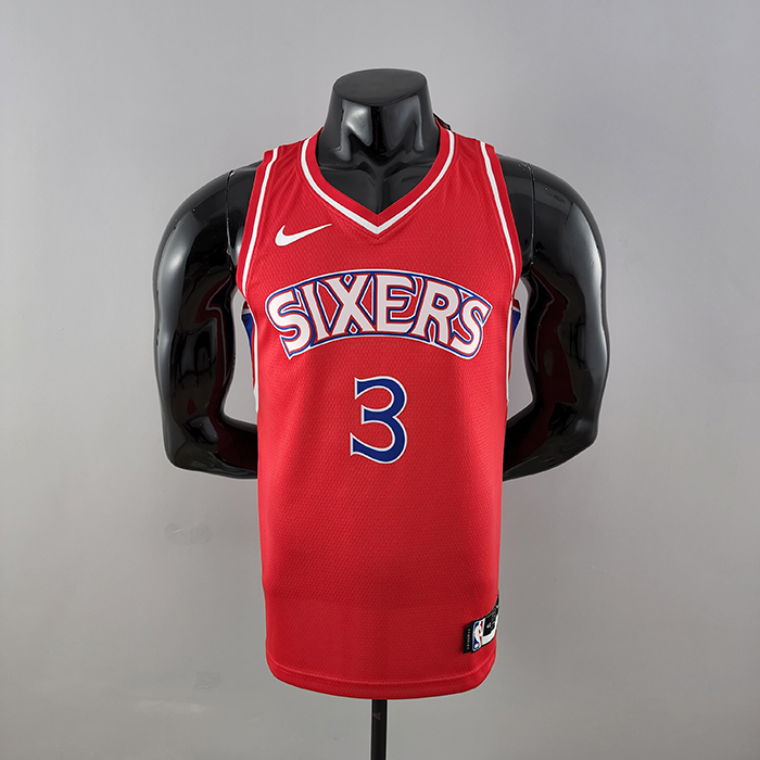Rookie Philadelphia 76ers Iverson #3 red NBA Jersey-8068919
