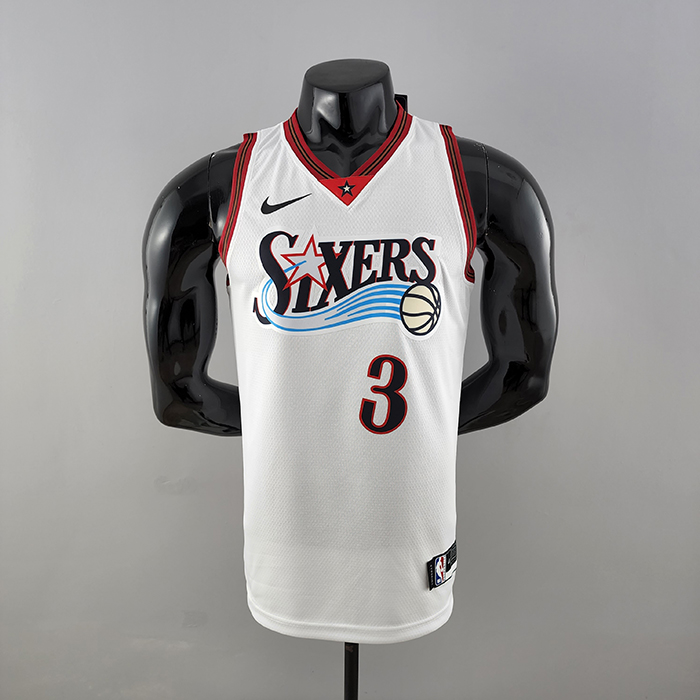Retro Philadelphia 76ers Iverson #3 big meteor white NBA Jersey-7489693