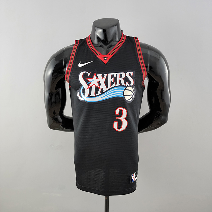 Retro Philadelphia 76ers Iverson #3 big meteor black NBA Jersey-5690504