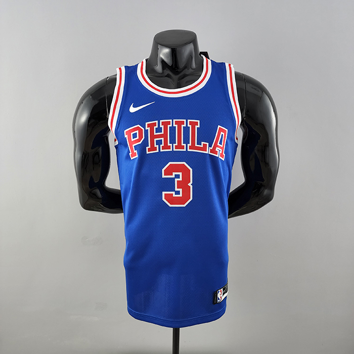 Retro Philadelphia 76ers Iverson #3 crew neck blue NBA Jersey-5541909