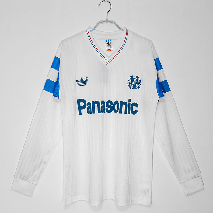 1990 Retro Marseille Home White Jersey version Long sleeve-4748744