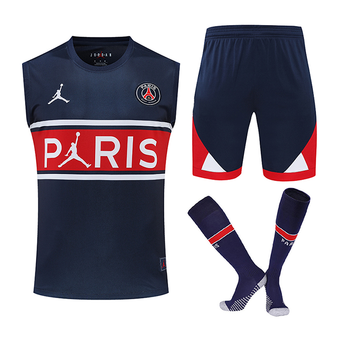 22/23 Paris Saint-Germain PSG vest training kit Navy Blue Suit Shorts Kit Jersey (Vest + Short +Sock)-280933