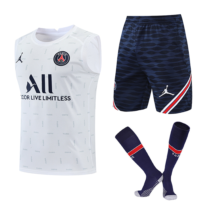 22/23 Paris Saint-Germain PSG vest training kit White Suit Shorts Kit Jersey (Vest + Short +Sock)-4387798