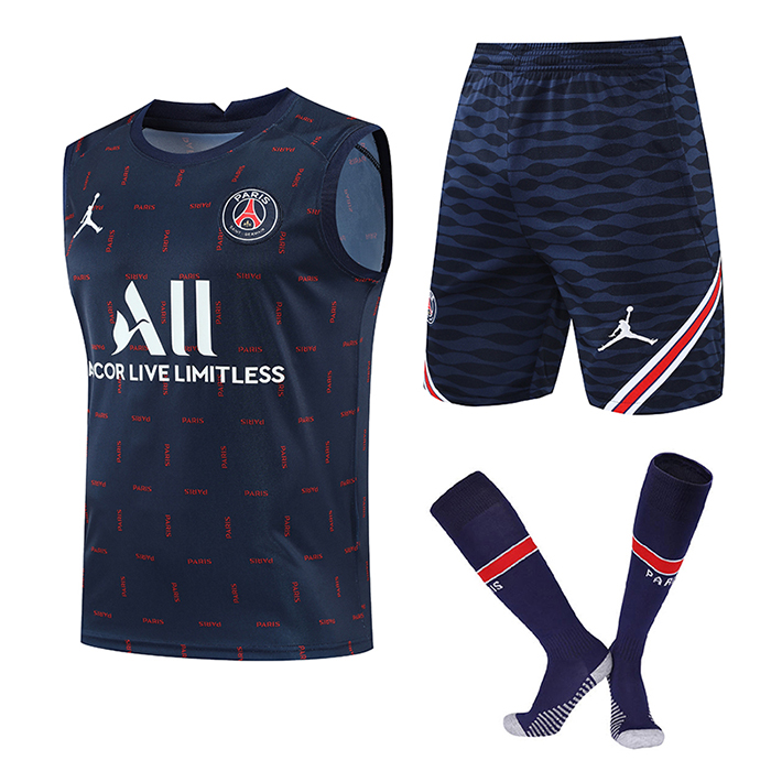 22/23 Paris Saint-Germain PSG vest training kit Navy Blue Suit Shorts Kit Jersey (Vest + Short +Sock)-6785157