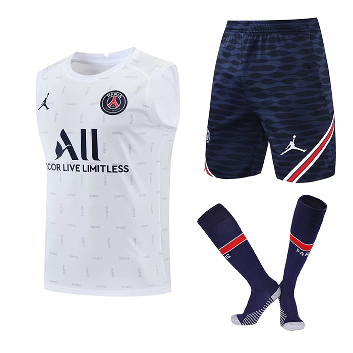 22/23 Paris Saint-Germain PSG vest training kit White Suit Shorts Kit Jersey (Vest + Short +Sock)-8252138
