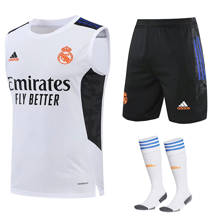 22/23 Real Madrid vest training kit White Suit Shorts Kit Jersey (Vest + Short +Sock)-2907579