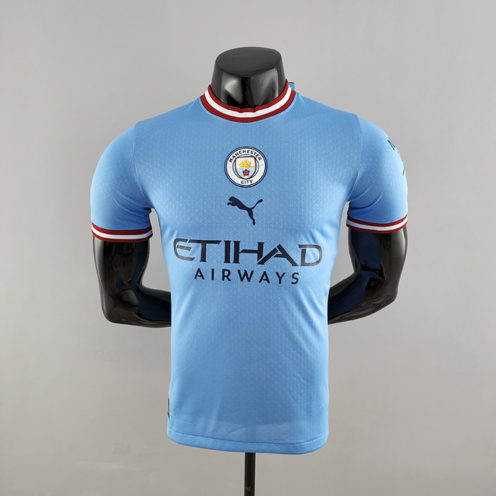 22/23 Manchester City home Blue Jersey version short sleeve-3794287