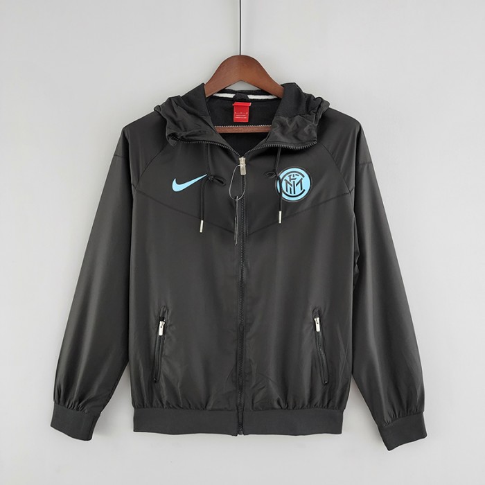 2022 Inter Milan Windbreaker Black Hooded jacket Windbreaker-8665087