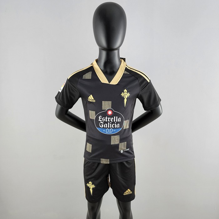 22/23 kids kit Celta Vigo away Black kids Jersey (Shirt + Short)-4350198