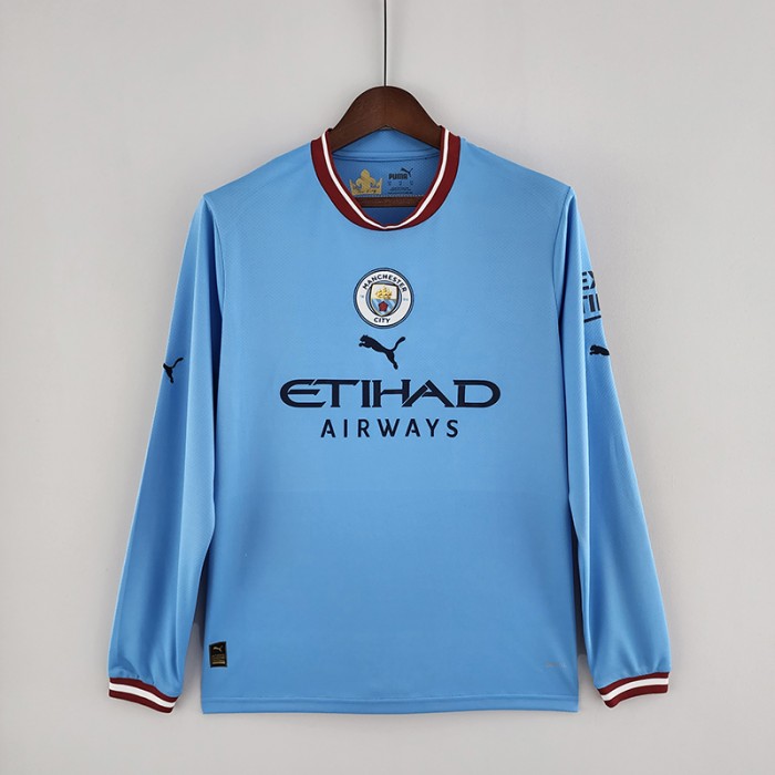 22/23 Manchester City home long sleeve Blue Jersey version long sleeve-3358403