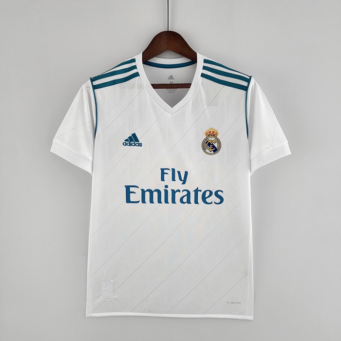 Retro 17/18 Real Madrid home White Jersey version short sleeve-7775912