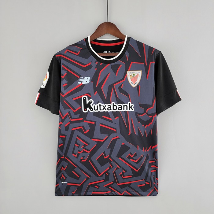 22/23 Athletic Bilbao away Black Red Jersey version short sleeve-1688841