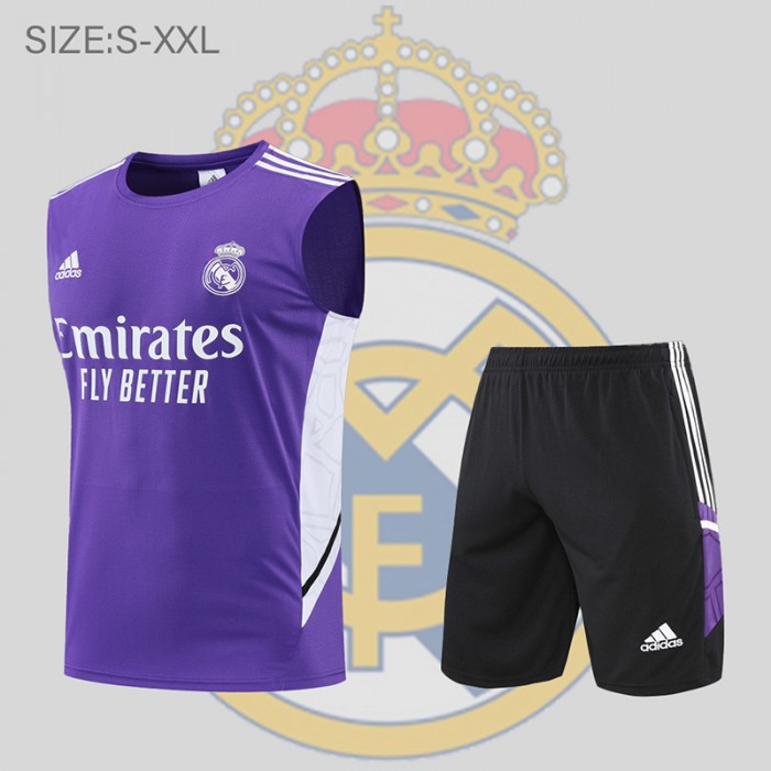 22/23 Real Madrid vest training suit kit Purple Suit Shorts Kit Jersey (Vest + Short)-4877587