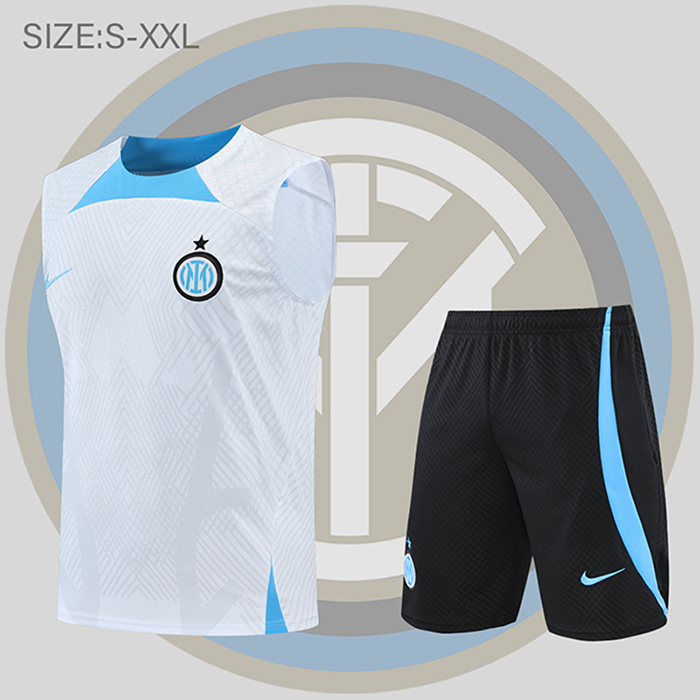22/23 Inter Milan vest training suit kit White Suit Shorts Kit Jersey (Vest + Short)-1364718
