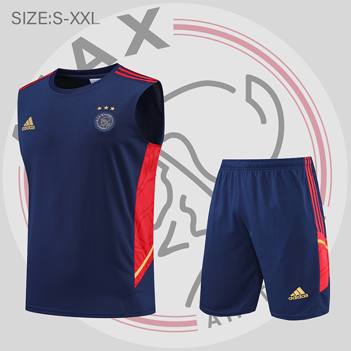 22/23 AFC Ajax vest training suit kit Navy Blue Suit Shorts Kit Jersey (Vest + Short)-4092941