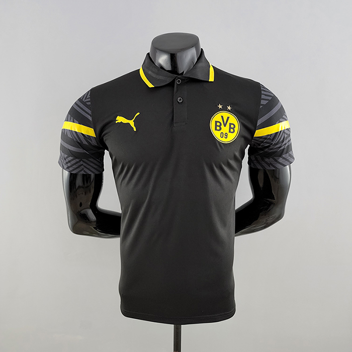 22/23 POLO Borussia Dortmund Black Jersey version short sleeve-8826733