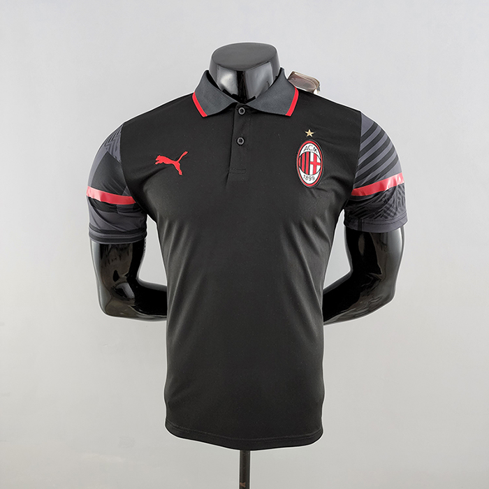 22/23 POLO AC Milan Black Jersey version short sleeve-1860623