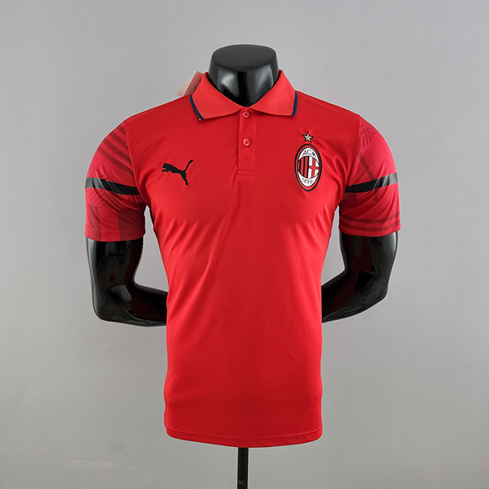 22/23 POLO AC Milan Red Jersey version short sleeve-2596278