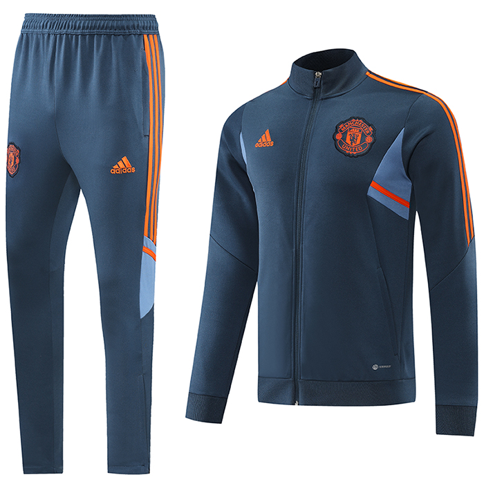 2022 Manchester United M-U Blue Gray Edition Classic Jacket Training Suit (Top+Pant)-5246093