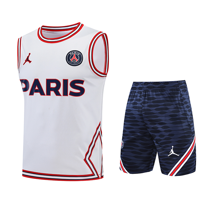 22/23 Paris Saint-Germain PSG vest training suit kit White Suit Shorts Kit Jersey (Vest + Short)-1085022