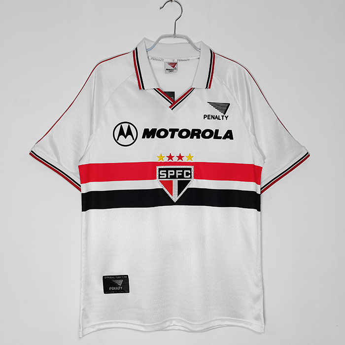 2000 Retro Sao Paulo Futebol Clube home White Jersey version short sleeve-7762558