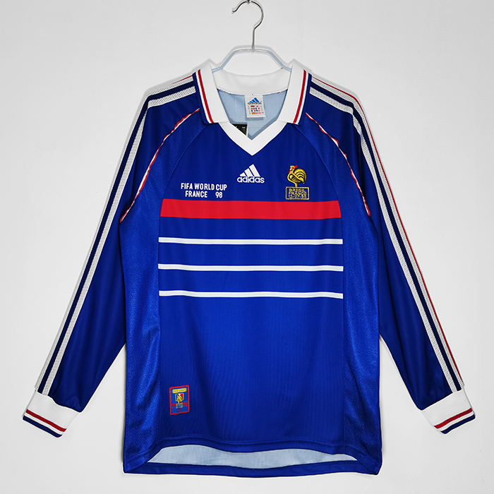 1998 Retro France home Blue Jersey version Long sleeve-7335649