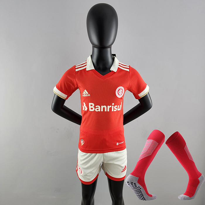 22/23 kids kit Internacional home Red Kids suit short sleeve kit Jersey (Shirt + Short + Sock )-1440253