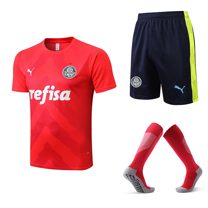 22/23 Palmeiras Red training suit short sleeve kit Jersey (Shirt + Short+Sock)-372815