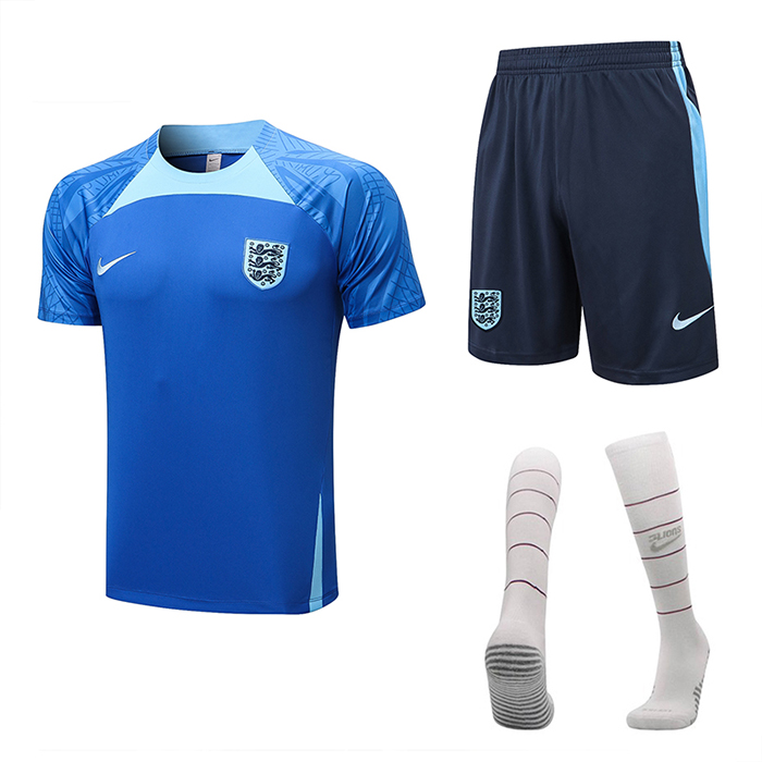 2022 England Blue training suit short sleeve kit Jersey (Shirt + Short+Sock)-2656109