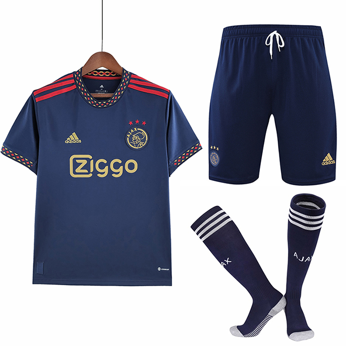22/23 Ajax away Navy Blue suit short sleeve kit Jersey (Shirt + Short+Sock)-1398746