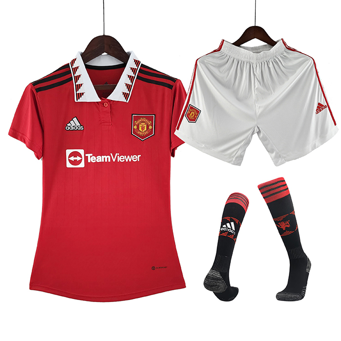 22/23 Women Manchester United M-U home Red Suit Shorts Kit Jersey (Shirt + Short +Sock)-5370648