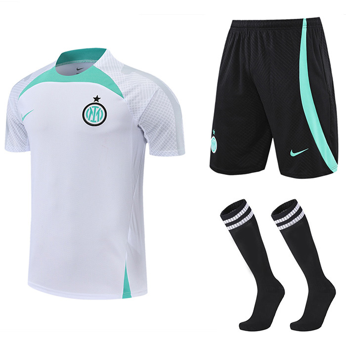 22/23 Inter Milan Training Wear Short Sleeve Kit White Suit Shorts Kit Jersey (Shirt + Short +Sock)-9024701