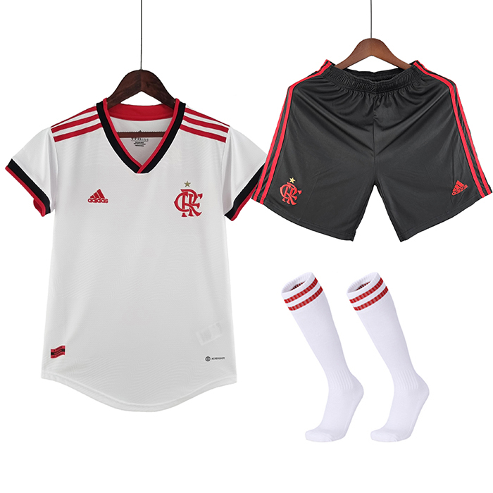 22/23 Women Flamengo away White Suit Shorts Kit Jersey (Shirt + Short +Sock)-1030869