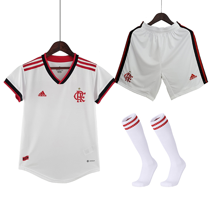 22/23 Women Flamengo away White Suit Shorts Kit Jersey (Shirt + Short +Sock)-6882426