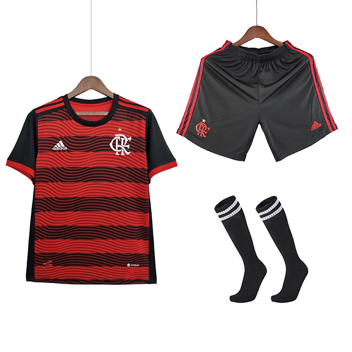 22/23 Flamengo Home Red Black Suit Shorts Kit Jersey (Shirt + Short +Sock)-377994