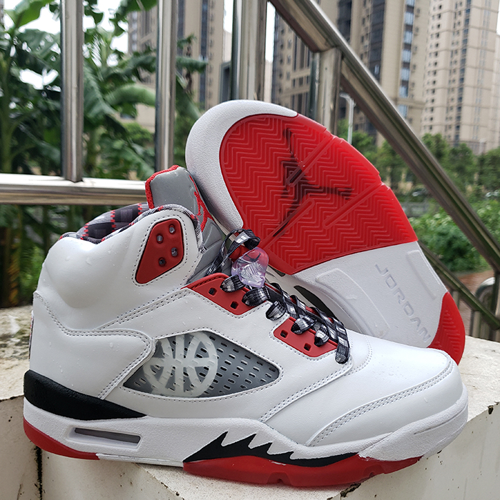 Air Jordan 5 AJ5 Easter High Running Shoes-White/Red-1804419