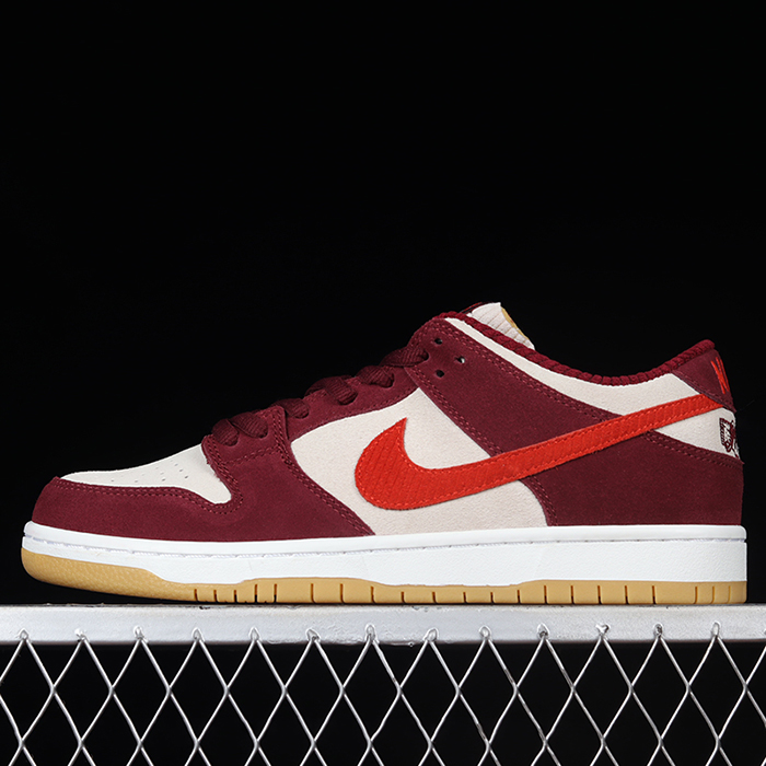 Skate Like a Girl x SB Dunk Low Running Shoes-White/Wine Red-4391908