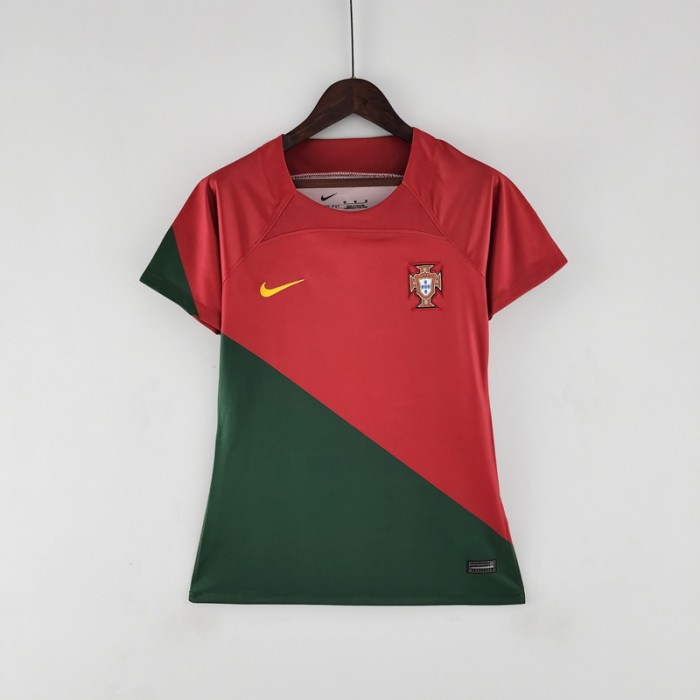 2022 World Cup National Team Women Portugal home Red Green Jersey version short sleeve-991499