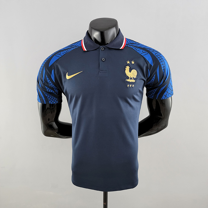 2022 World Cup National Team POLO France Navy Blue Jersey version short sleeve-719472