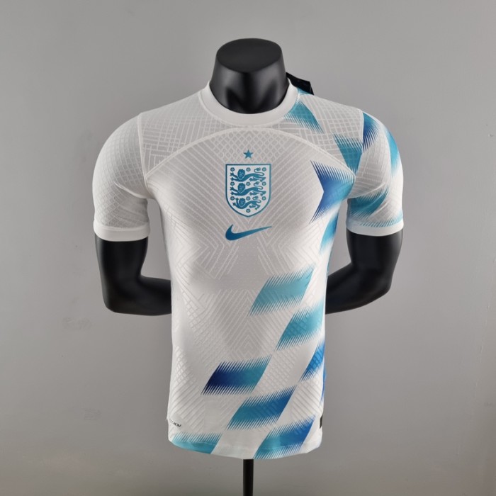 2022 World Cup National Team England Pre-match Kit White Blue Jersey version short sleeve (player version)-8116753