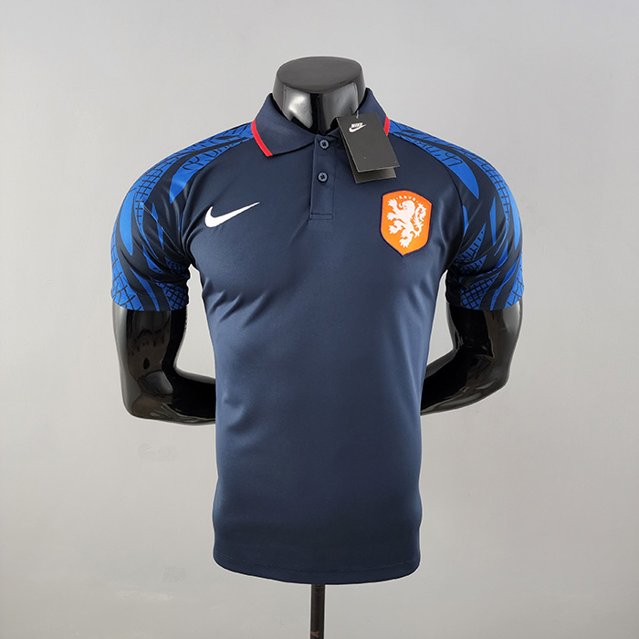 2022 World Cup National Team POLO Netherlands Royal Blue Jersey version short sleeve-1247195