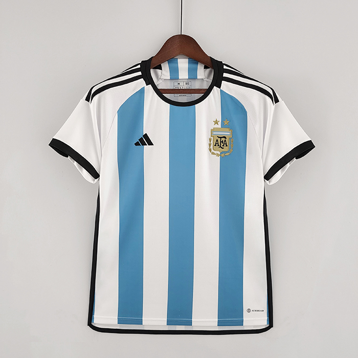 2022 World Cup National Team Argentina home White Blue Jersey version short sleeve-9802417